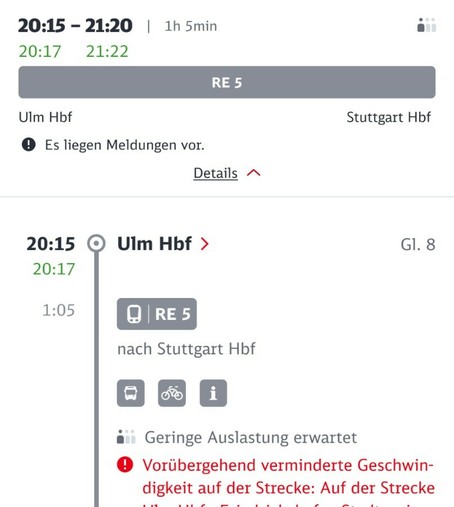 Screenshot Bahn Website