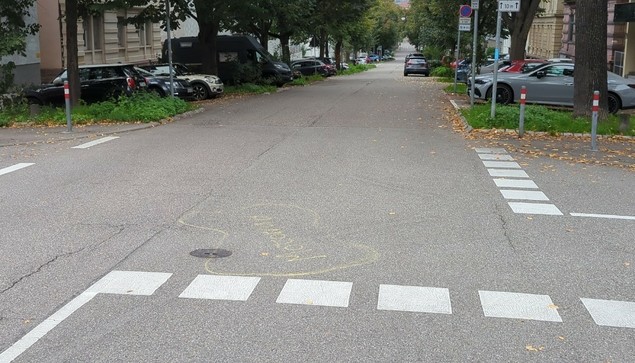 Crashmark eines Motorrad-Unfalls