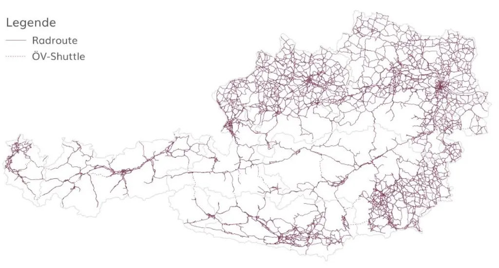 Visualisierung des Radzielnetzes Österreich