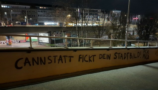 Graffiti "Cannstatt fickt Dein Stadtbild"