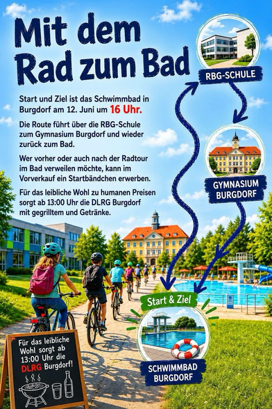 Ins Tolle Freibad mit dem Rad hin/ Zurück fahren geht natürlich auch
